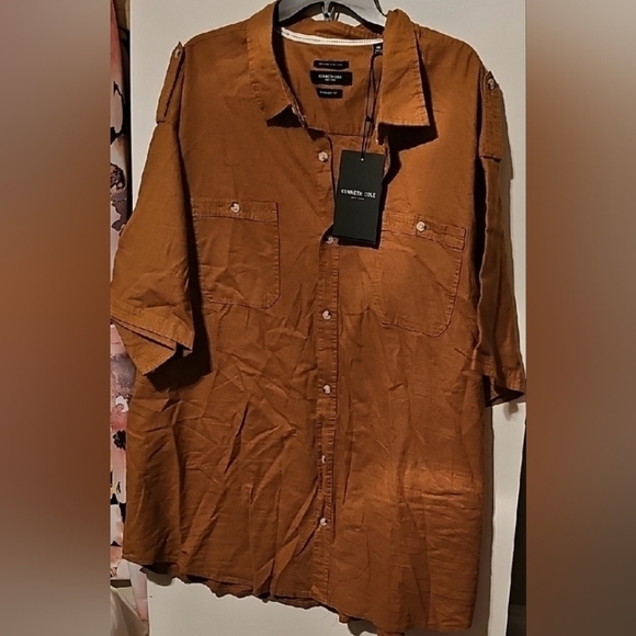 Kenneth Cole New York Brown Casual Button Down Shirt - Picture 3 of 6